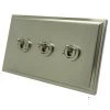 3 Gang 20 Amp 2 Way Toggle Light Switches Art Deco Satin Nickel Toggle (Dolly) Switch