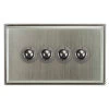 4 Gang Retractive Push Button Switch Art Deco Satin Nickel Retractive Switch