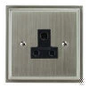 5 Amp Round Pin Unswitched Socket : Black Trim Art Deco Satin Nickel Round Pin Unswitched Socket (For Lighting)