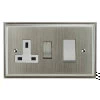 45 Amp Cooker Switch with 13 Amp Switched Socket Outlet : White Trim Art Deco Satin Nickel Cooker Control (45 Amp Double Pole Switch and 13 Amp Socket)