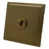 1 Gang 20 Amp Intermediate Toggle Switch Art Deco Screwless Bronze Antique Intermediate Toggle (Dolly) Switch