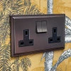 Art Deco Screwless Cocoa Bronze Switched Plug Socket - 1