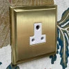 Art Deco Screwless Satin Brass Round Pin Unswitched Socket (For Lighting) - 1