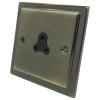 Single 2 Amp Socket : Black Trim Art Deco Classic Antique Brass Round Pin Unswitched Socket (For Lighting)