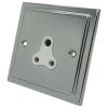 Single 5 Amp Socket : White Trim Art Deco Classic Polished Chrome Round Pin Unswitched Socket (For Lighting)