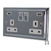 More information on the Art Deco Classic Polished Chrome Art Deco Classic Plug Socket with USB Charging