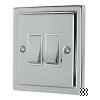 2 Gang 10 Amp 2 Way Light Switches : White Trim Art Deco Classic Polished Chrome Light Switch