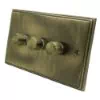 Art Deco Supreme Antique Brass Push Intermediate Switch and Push Light Switch Combination - 1