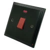Single Plate - 1 Gang - Used for shower and cooker circuits. Switches both live and neutral poles : Black Trim Art Deco Supreme Matt Black Cooker (45 Amp Double Pole) Switch