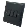 3 Gang 2 Way Light Switch : Black Trim