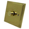 1 Gang 2 Way 400W Dimmer - Push to switch on | off, turn to dim. Each dimmer will control 400W of standard lights or 200W of halogen lights Art Deco Supreme Polished Brass Intelligent Dimmer