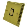 1 Gang - Used for heating and water heating circuits. Switches both live and neutral poles : Black Trim Art Deco Supreme Polished Brass 20 Amp Switch
