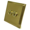 2 Gang 2 Way Toggle Light Switches Art Deco Supreme Polished Brass Toggle (Dolly) Switch