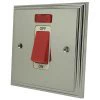 45 Amp Double Pole Switch - Single Plate Art Deco Supreme Polished Chrome Cooker (45 Amp Double Pole) Switch