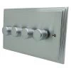 Art Deco Supreme Satin Chrome LED Dimmer and Push Light Switch Combination - 1