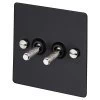 2 Gang 20 Amp 2 Way Toggle (Dolly) Light Switches - Steel Toggles