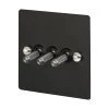 3 Gang 20 Amp 2 Way Toggle (Dolly) Light Switches - Steel Toggles