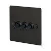 3 Gang 20 Amp 2 Way Toggle (Dolly) Light Switches - Black Toggles