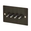 4 Gang 20 Amp 2 Way Toggle (Dolly) Light Switches - Steel Toggles