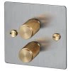 2 Gang 100W 2 Way LED Dimmer (60 - 250W) - Brass Controls