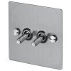 2 Gang 20 Amp 2 Way Toggle (Dolly) Light Switches - Steel Toggles