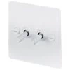 2 Gang 20 Amp 2 Way Toggle (Dolly) Light Switches - White Toggles