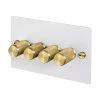 4 Gang 100W 2 Way LED Dimmer (60 - 250W) - Brass Controls