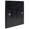 Twin Isolated TV | Coaxial Socket : Black Trim Black Granite / Satin Stainless TV Socket