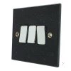 3 Gang 10 Amp 2 Way Light Switches : Black Trim Black Granite / Polished Stainless Light Switch
