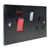 Cooker Control - 45 Amp Double Pole Switch with 13 Amp Plug Socket - Black Trim Black Granite / Satin Stainless Cooker Control (45 Amp Double Pole Switch and 13 Amp Socket)