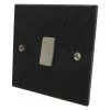 1 Gang 10 Amp Switch : Black Trim Black Granite / Satin Stainless Intermediate Light Switch