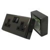 Bronze - Double (2 Gang) Metal Clad Surface Mount Box with PVC inner pattress - 35mm Depth Metal Clad Bronze Surface Mount Boxes (Wall Boxes)