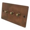 3 Gang 10 Amp 2 Way Dolly Switches - Antique Toggle