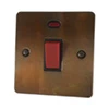 45 Amp Double Pole Switch with Neon - Single Plate - Black