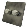 2 Gang 400W 2 Way Dimmer - Stainless Knob