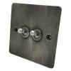 2 Gang 2 Way 20 Amp Toggle Light Switches - Steel Toggles