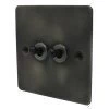 2 Gang 2 Way 20 Amp Toggle Light Switches - Black Toggles