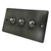 3 Gang 2 Way 20 Amp Toggle Light Switches - Steel Toggles