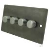 4 Gang Combination - 2 x LED (Min Load 1W, Max Load 100W) Dimmer + 2 x 2 Way Push Switch - Stainless Knob