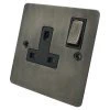 1 Gang - Single 13 Amp Switched Plug Socket - Black Nickel Switch