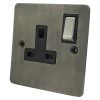 1 Gang - Single 13 Amp Switched Plug Socket - Steel Switch