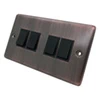 4 Gang 10 Amp 2 Way Light Switches : Black Trim Classic Antique Copper Light Switch