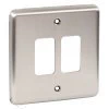 2 Gang Grid Plate Classic Grid Brushed Steel Grid Plates