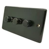 3 Gang Combination - 1 x LED Dimmer + 2 x 2 Way Push Switch Classic Old Bronze LED Dimmer and Push Light Switch Combination