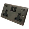 Classic Antique Copper Plug Socket with USB Charging - 1