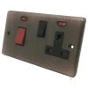 Cooker Control - 45 Amp Double Pole Switch with 13 Amp Plug Socket - Black Trim Classic Antique Copper Cooker Control (45 Amp Double Pole Switch and 13 Amp Socket)