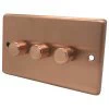 Classic Brushed Copper Push Intermediate Switch and Push Light Switch Combination - 1