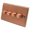 Classic Brushed Copper LED Dimmer and Push Light Switch Combination - 2