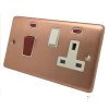 Classic Brushed Copper Cooker Control (45 Amp Double Pole Switch and 13 Amp Socket) - 1