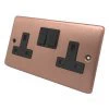 Classic Brushed Copper Switched Plug Socket - 3